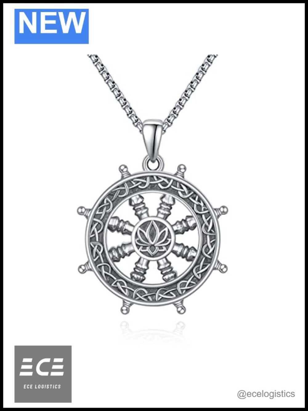 S925 Sterling Silver Compass Necklace Nautical Amulet Pendant 22"